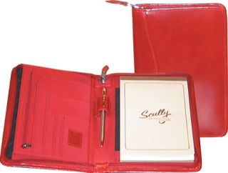 Scully Leather Junior Zip Padfolio Italian Leather 5019Z   Red Stationery