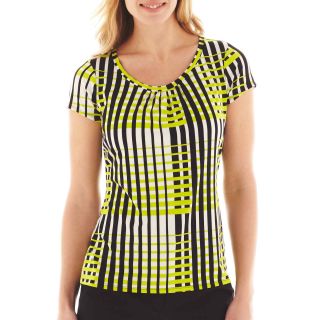 Worthington Short Sleeve Scoopneck Top, Yellow, Womens