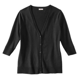 Merona Womens Plus Size 3/4 Sleeve Crew Neck Cardigan Sweater   Black 2