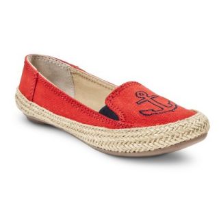 Womens Cloud9 Slip on Anchor Canvas Skimmer   Red 6