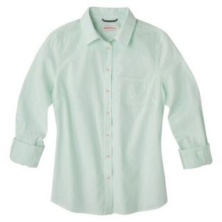 Merona Womens Favorite Button Down Shirt   Lawn   Aqua Stripe   XXL