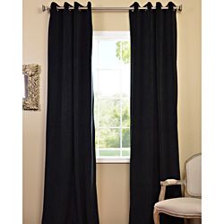 Warm Black Grommet Velvet Blackout Curtain Panel