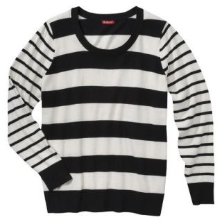 Merona Womens Plus Size 3/4 Sleeve Pullover Sweater   Black/Cream Stripe 2