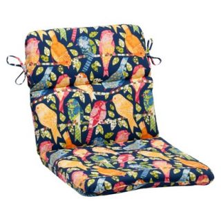 Outdoor Rounded Chair Cushion   Blue/Orange Birds