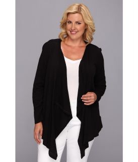 MICHAEL Michael Kors Plus Size L/S Drape Front Cardigan Womens Sweater (Black)