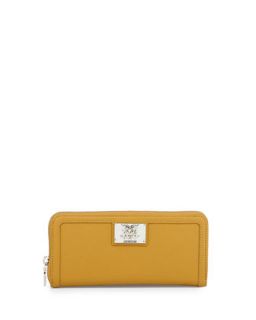 Giallo Zip Saffiano Faux Leather Wallet, Yellow