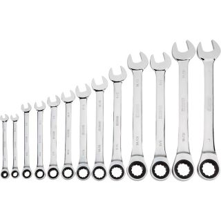 Klutch Ratcheting Wrench Set   13 Pc., SAE 1/4 Inch 1 Inch