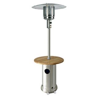 87 Tall Stainless Steel Patio Heater with Wood Table