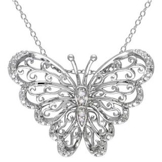 0.05 CT.T.W. Diamond Butterfly Pendant Sterling Silver Necklace