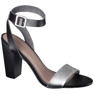 Womens Xhilaration Simone Block Heel Sandal   Black/Silver 10