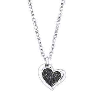 Lotopia Sterling Silver Heart Pendant Necklace Swarovski Zirconia Stones Black