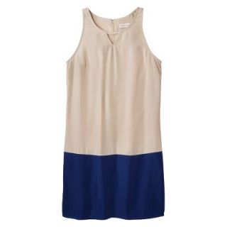 Merona Womens Colorblock Hem Shift Dress   Hamptons Beige/Waterloo Blue   M