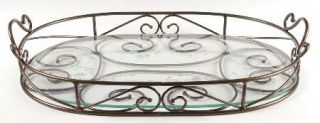 Princess House Crystal Heritage 2 Piece Large Tray Set with Metal Stand   Gray C