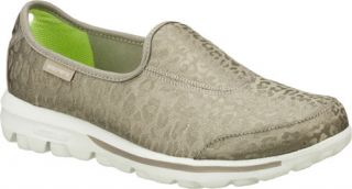 Womens Skechers Go Walk Safari   Silver Slip on Shoes