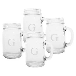 Personalized Monogram Old Fashioned Drinking Jar Set of 4   G