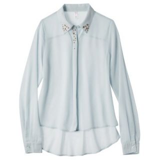 Xhilaration Juniors Studded Collar Button Up Shirt   Bliss Blue XXL(19)