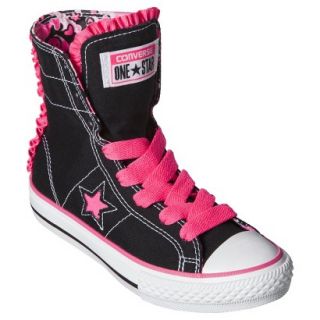 Girls Converse One Star Convertable High Top Sneaker   Black/Pink 3.5