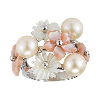 White Cultured Freshwater Pearl & Mother of Pearl Ring, Womens