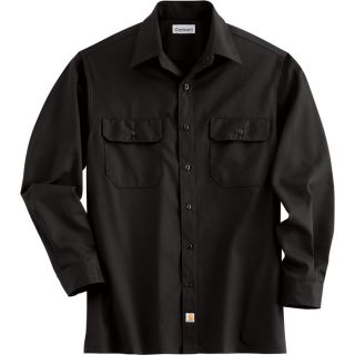 Carhartt Long Sleeve Twill Work Shirt   Black, 2XL, Regular Style, Model S224