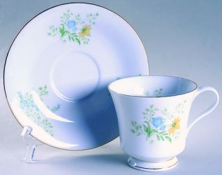 Liling Blooming Footed Cup & Saucer Set, Fine China Dinnerware   Wildflowers
