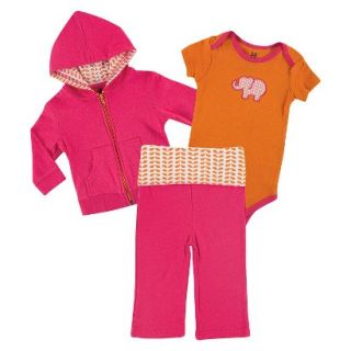 Yoga Sprout Newborn Girls Bodysuit and Pant Set   Pink/Orange 3 6 M
