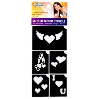 Hearts Glitter Tattoo Stencil Set