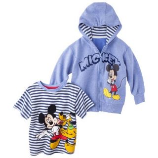 Disney Mickey Mouse Infant Toddler Boys Tee Shirt and Hoodie Set   Blue 5T