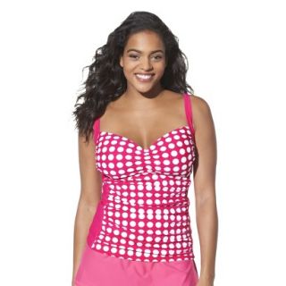 Womens Plus Size Ruched Tankini Swim Top   Fire Red/White 16W