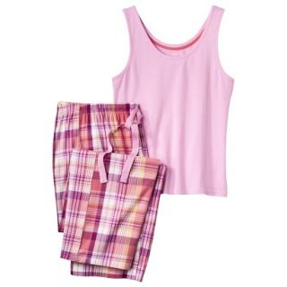Hanes Premium Womens PJ Set   Pink Plaid S