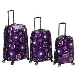 Rockland Luggage Vision 3 Piece Polycarbonate/ABS Spinner Luggage Set   Purple