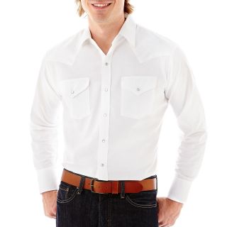 Ely Cattleman Long Sleeve Western Shirt Big and Tall, White, Mens