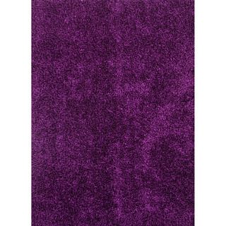 Hand woven Shags Solid Pattern Pink/ Purple Rug (36 X 56)