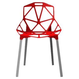 Magis Chair One Armless Office Stacking Chair MGE00. Seat Finish Red Aluminu