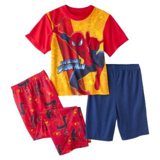 Spider Man Boys 3 Piece Short Sleeve Pajama Set   Red 10