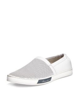 Brand Power Perforated Leather Slip On, White