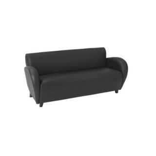 OSP Furniture Eleganza Leather Sofa SL2433 Finish Black, Leg Finish Mahogany