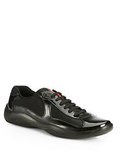Prada Patent Americas Cup Sneakers   Black  Prada Shoes