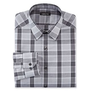 CLAIBORNE Plaid Dress Shirts   Slim, Nickel Plaid, Mens