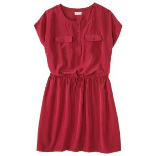 Merona Womens Plus Size Short Sleeve Tie Waist Dress   Red 2