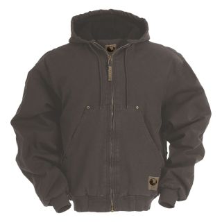 Berne Original Washed Hooded Jacket   Quilt Lined, Gray, XL, Model HJ375