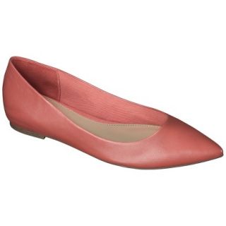 Womens Merona Avalyn Genuine Leather Pointed Toe Flats   Coral 7.5