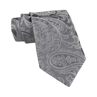Stafford Tonal Paisley Silk Tie, Gray, Mens