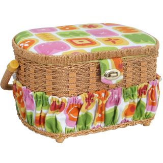 Handmade Sewing Basket, 42 pc. Sewing Kit & Plastic Tray