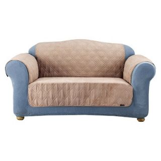 Sure Fit Quilted Suede Furniture Friend Pet Loveseat Cover   Taupe