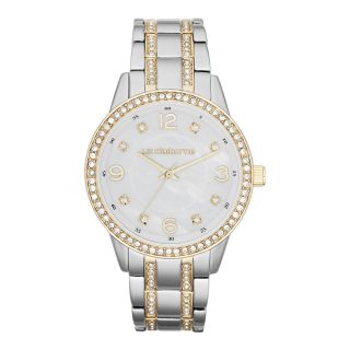 LIZ CLAIBORNE Womens Two Tone Crystal Large Scale Watch