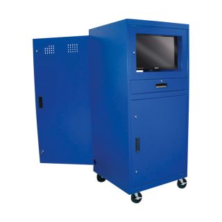 Sandusky Lee Mobile Computer Cabinet   30 Inch W x 30 Inch D x 70 Inch H, Blue,