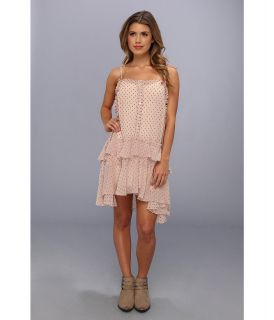 Free People Relaxed Tiered Ruffle Slip Womens Dress (Beige)