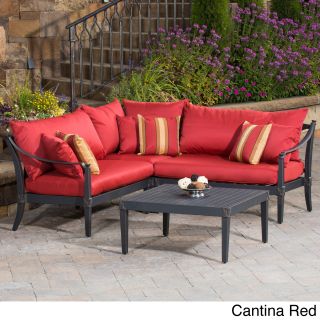 Rst Brands Astoria Aluminum 4 piece Outdoor Sectional And Conversation Table Set With Cushions Red Size 4 Piece Sets
