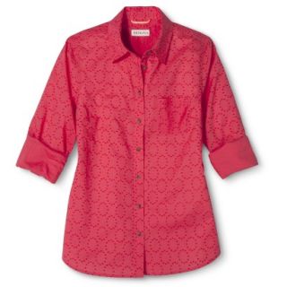 Merona Womens Favorite Button Down Shirt   Blazing Coral   M