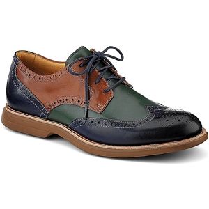 Sperry Top Sider Mens Gold Bellingham Wingtip with ASV Navy Tan Green Shoes, Size 11.5 M   1604339